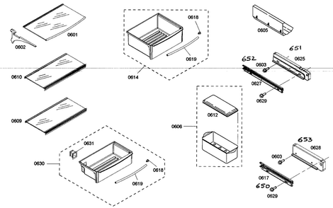Shelfs 1 Diagram and Parts List for KBUIT4275E 01 Thermador Refrigerator