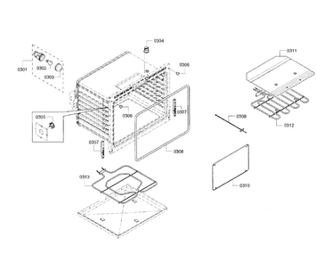 Oven Section Diagram and Parts List for HBL5351UC 02 Bosch Wall Oven