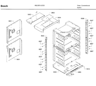 Frame Diagram and Parts List for HBL5651UC 03 Bosch Wall Oven