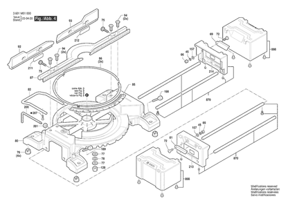 Section 4 Diagram and Parts List for GCM305-216D 3601M49070 Bosch Miter Saw