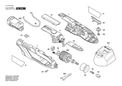 Section 1 Diagram and Parts List for F013825077  Bosch Hammer Drill