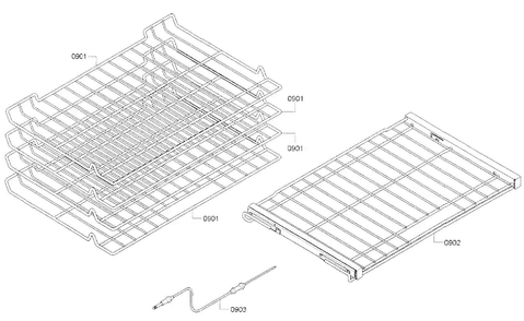 Shelf Diagram and Parts List for HBL8651UC 01 Bosch Wall Oven