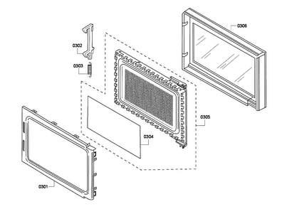 Door Diagram and Parts List for HBL5720UC 03 Bosch Microwave