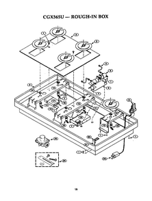 Rough-in Box Diagram and Parts List for CGX365U  Thermador Cooktop
