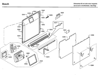 Door Diagram and Parts List for SHVM63W53N 01 Bosch Dishwasher