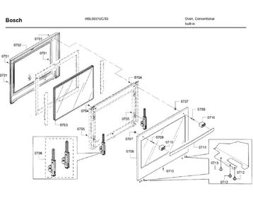 Door 2 Diagram and Parts List for HBL5651UC 03 Bosch Wall Oven