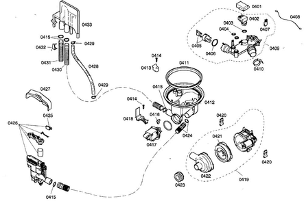 Pump Assy Diagram and Parts List for SHE44C06UC 22 Bosch Dishwasher