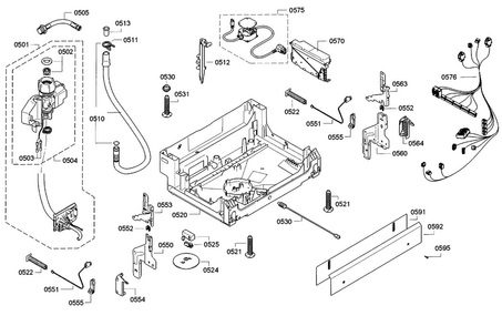 Base Diagram and Parts List for SGE63E06UC 93 Bosch Dishwasher