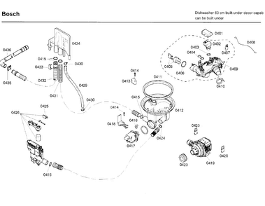 Pump Diagram and Parts List for SHE65P05UC 58 Bosch Dishwasher