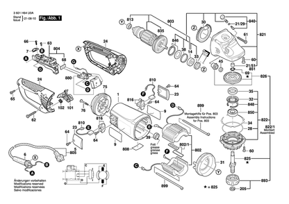 Diagram 1 Diagram and Parts List for GWS24-230JVX 3 601 H64 Z06 Bosch Angle Grinder