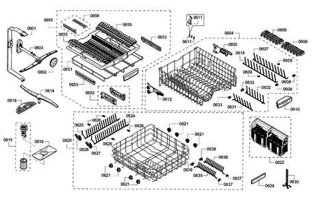 Rack Assy Diagram and Parts List for SHX8PT55UC 02 Bosch Dishwasher