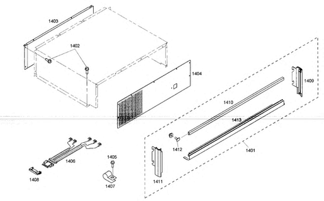 Top Grille Diagram and Parts List for KBUDT4275E 01 Thermador Refrigerator