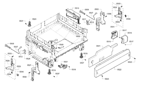 Base Diagram and Parts List for SHX3AR75UC 21 Bosch Dishwasher