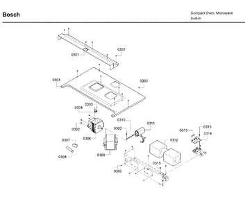 Electrical Parts Diagram and Parts List for HMC87152UC 01 Bosch Microwave