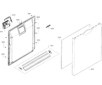 Door Assy Diagram and Parts List for SHE3AR76UC 06 Bosch Dishwasher