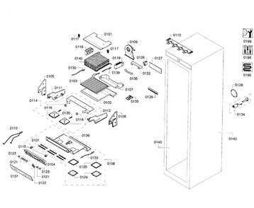 Cabinet Parts Diagram and Parts List for T24ID80NLP 47 Thermador Freezer