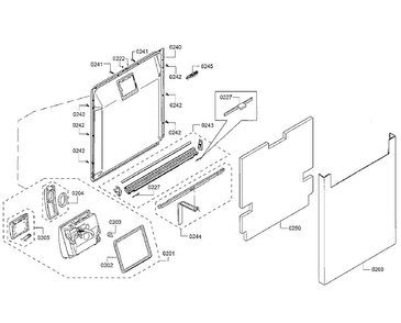 Door Asy Diagram and Parts List for SHE53TF5UC 09 Bosch Dishwasher
