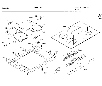Cooktop asy Diagram and Parts List for HIIP054U 03 Bosch Range