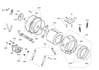 Drum Assy Diagram and Parts List for WAS24460UC 16 Bosch Washer