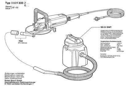 Section 5 Diagram and Parts List for 13332 0601333239 Bosch Angle Grinder