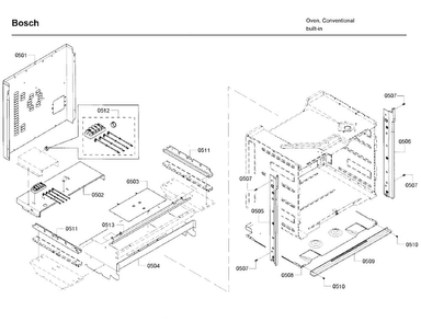 Frame Diagram and Parts List for HBL5751UCC 03 Bosch Microwave