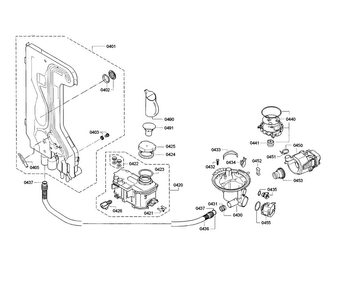 Pump & Pipe Assy Diagram and Parts List for SGE63E06UC 86 Bosch Dishwasher