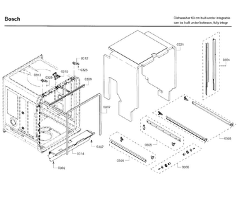 Frame Parts Diagram and Parts List for SHV68TL3UC 07 Bosch Dishwasher