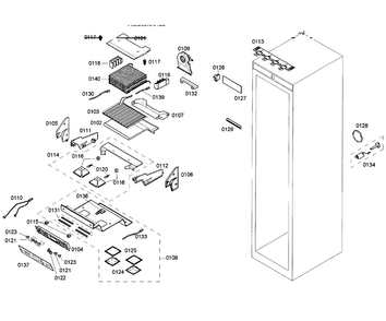 Cabinet Parts Diagram and Parts List for T18ID80NRP 99 Thermador Freezer