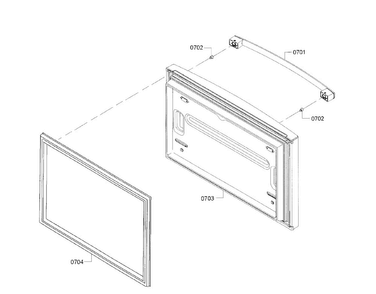 Freezer Door Assy Diagram and Parts List for B22FT80SNS 01 Bosch Refrigerator