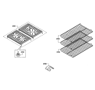 Grates/shelfs Diagram and Parts List for HGS7052UC 06 Bosch Range