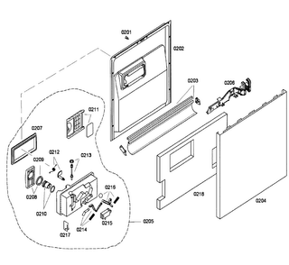 Door Diagram and Parts List for SHU43C02UC 12 Bosch Dishwasher