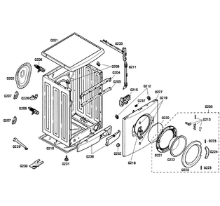 Front/frame Assy Diagram and Parts List for WAE20060UC 01 Bosch Washer