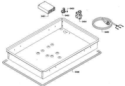 Cabinet Diagram and Parts List for NGM3054UC 01 Bosch Cooktop