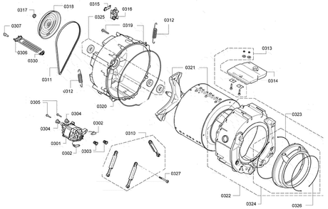Drum Assy Diagram and Parts List for WAP24201UC 11 Bosch Washer