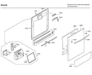 Door Diagram and Parts List for SHX7ER55UC 93 Bosch Dishwasher