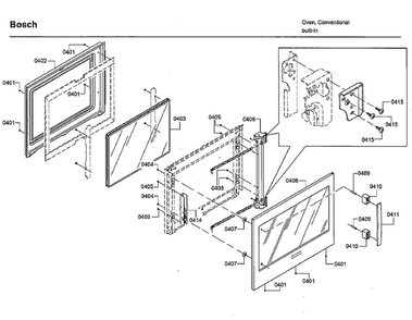 Door 1 Diagram and Parts List for HBLP651RUC 03 Bosch Wall Oven