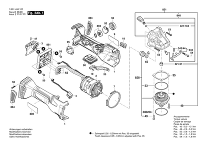Diagram 1 Diagram and Parts List for GWS18V-15SC 3 601 JH6 303 Bosch Angle Grinder