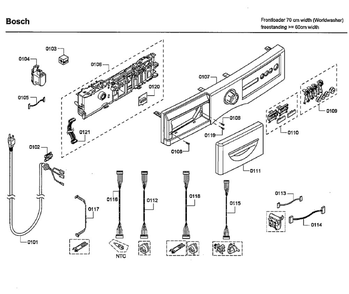 Control Panel Diagram and Parts List for WFVC544CUC 20 Bosch Washer