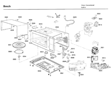 Microwave Asy Diagram and Parts List for HBL5720UC 01 Bosch Microwave