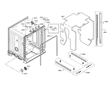 Tub Diagram and Parts List for SHE3ARL5UC 21 Bosch Dishwasher