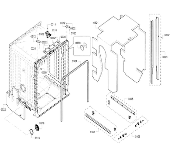 Cabinet Diagram and Parts List for SHX4ATF5UC 21 Bosch Dishwasher