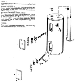 Water Heater Diagram and Parts List for 153326460  Kenmore Water Heater