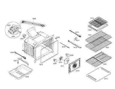 Cabinet/racks Diagram and Parts List for HGS7022UC 01 Bosch Range