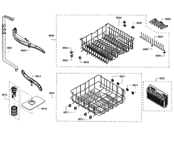 Baskets Diagram and Parts List for SHX3AR52UC 10 Bosch Dishwasher