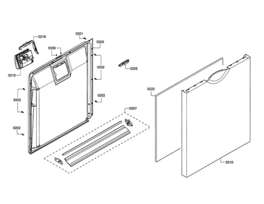 Door/Dispenser Diagram and Parts List for SHE3ARL5UC 07 Bosch Dishwasher