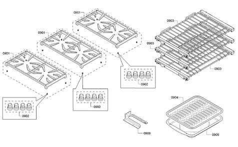 Grates/shelfs Diagram and Parts List for PRD366GHU 14 Thermador Range
