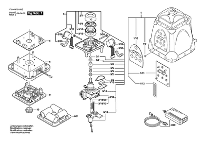 Section 1 Diagram and Parts List for 3150G F034K6160J Bosch Laser Level
