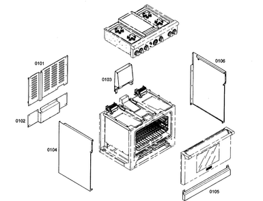 Cabinet Parts Diagram and Parts List for PRG364EDG01  Thermador Range