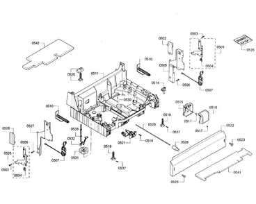 Base Assy Diagram and Parts List for SHX43R52UC 64 Bosch Dishwasher