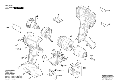 Diagram 1 Diagram and Parts List for GSR18V-50 3 601 JH5 001 Bosch Cordless Drill
